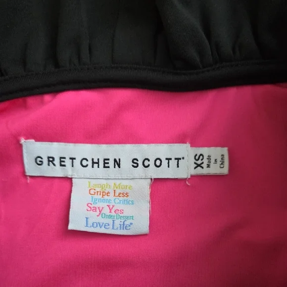 NWOT Gretchen Scott Designs Black Jersey Ruffleneck 3/4 Sleeve Top - Picture 4 of 5